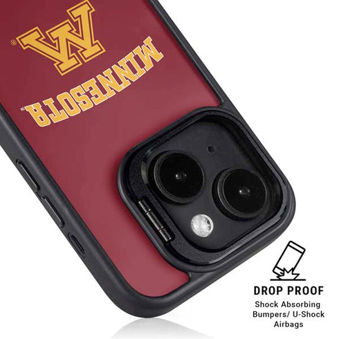 University of Minnesota Collegiate Text iPhone 15 Plus Kickstand Case