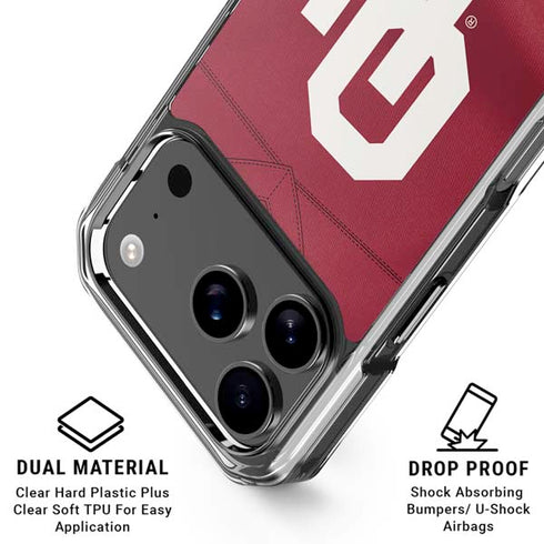 University of Oklahoma Red Jersey iPhone 17 Pro Max Clear Case