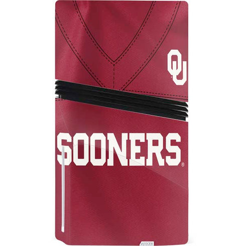 University of Oklahoma Red Jersey PS5 Pro Disk Console Skin