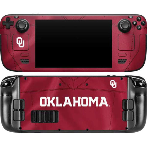 University of Oklahoma Red Jersey Steam Deck Handheld Gaming Computer OLED Skin