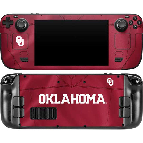 University of Oklahoma Red Jersey Steam Deck Handheld Gaming Computer Skin