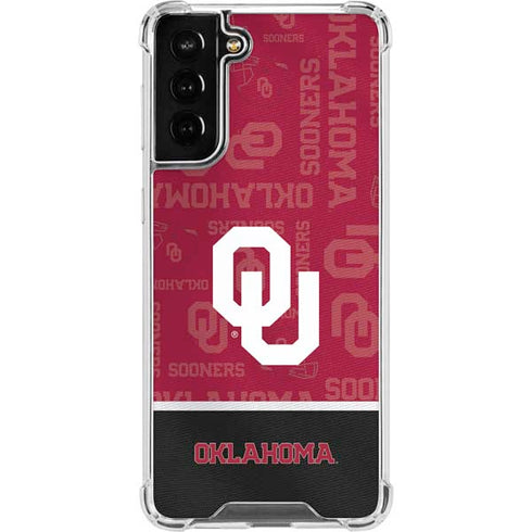 University of Oklahoma Split Jersey Galaxy S21 FE Clear Case
