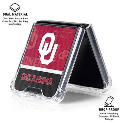 University of Oklahoma Split Jersey Galaxy Z Flip6 Clear Case