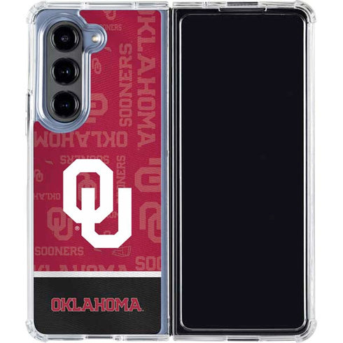 University of Oklahoma Split Jersey Galaxy Z Fold5 5G Clear Case