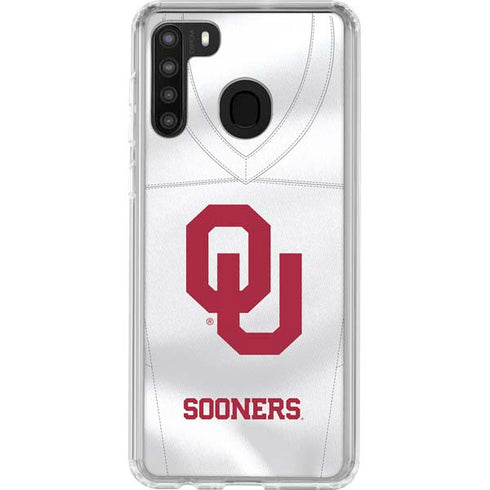 University of Oklahoma White Jersey Galaxy A21 Clear Case