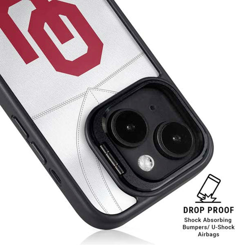 University of Oklahoma White Jersey iPhone 15 Plus Kickstand Case