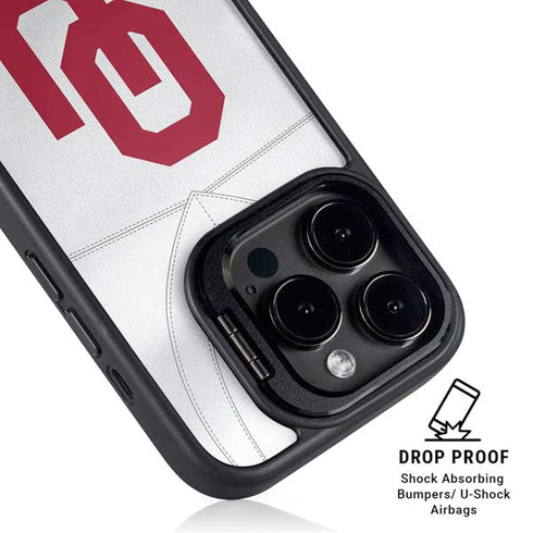 University of Oklahoma White Jersey iPhone 15 Pro Max Kickstand Case