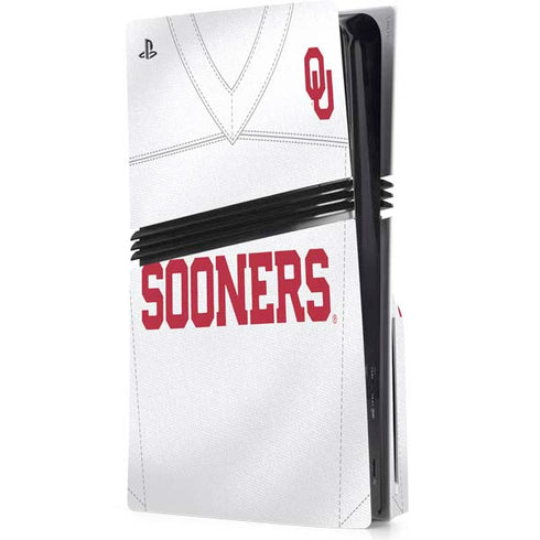 University of Oklahoma White Jersey PS5 Pro Disk Console Skin