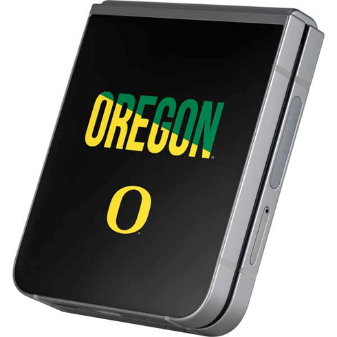 University of Oregon Split on Black Galaxy Z Flip6 Skin