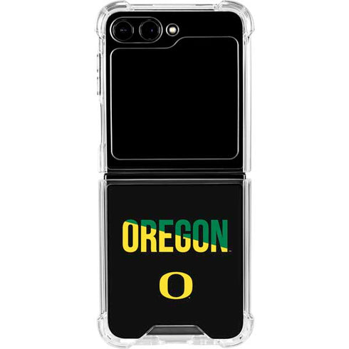 University of Oregon Split on Black Galaxy Z Flip6 Clear Case