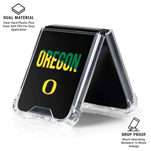University of Oregon Split on Black Galaxy Z Flip6 Clear Case