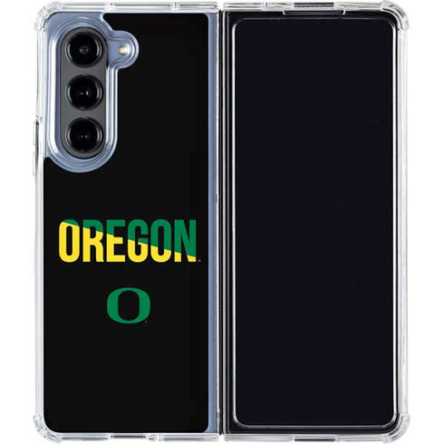 University of Oregon Split on Black Galaxy Z Fold5 5G Clear Case