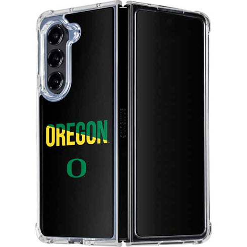 University of Oregon Split on Black Galaxy Z Fold5 5G Clear Case