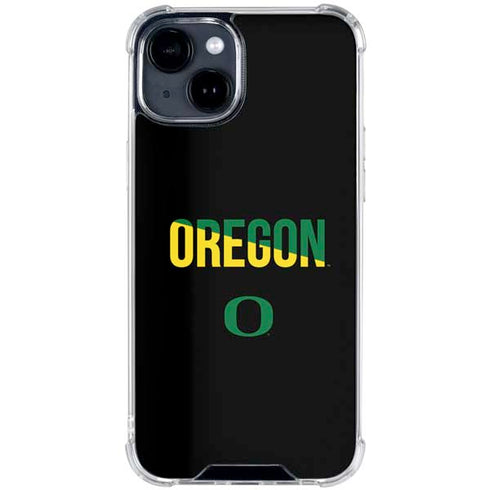 University of Oregon Split on Black iPhone 15 Clear Case