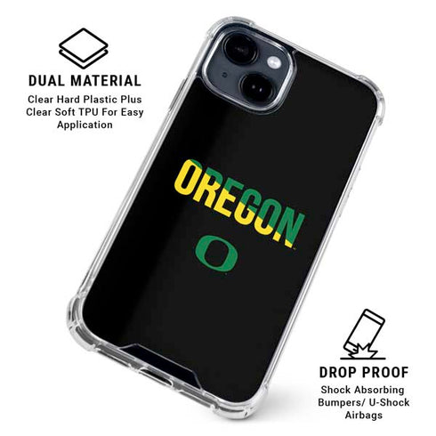 University of Oregon Split on Black iPhone 15 Clear Case