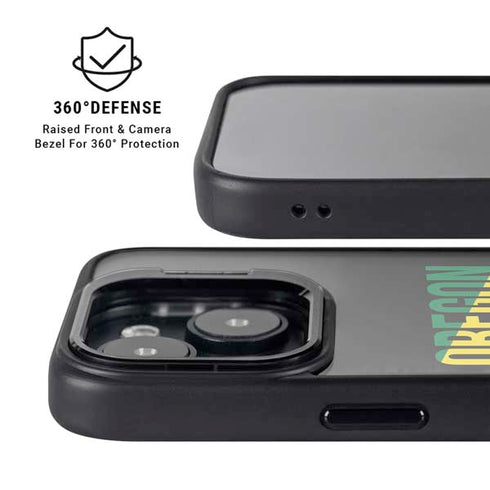 University of Oregon Split on Black iPhone 15 Plus Kickstand Case