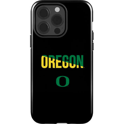 University of Oregon Split on Black iPhone 15 Pro Impact Case