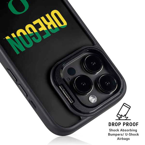 University of Oregon Split on Black iPhone 15 Pro Max Kickstand Case
