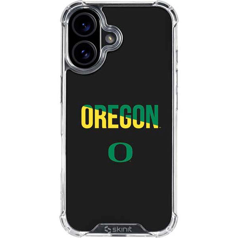 University of Oregon Split on Black iPhone 16 Clear Case
