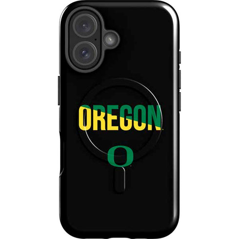 University of Oregon Split on Black iPhone 16 Magsafe Impact Case