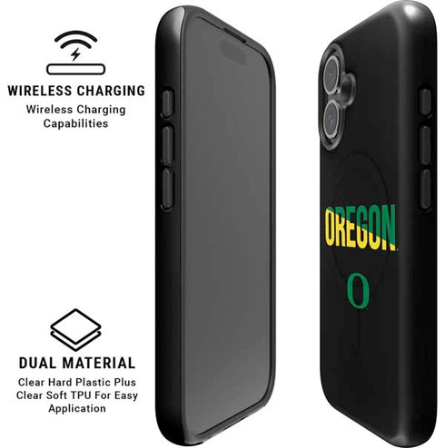 University of Oregon Split on Black iPhone 16 Magsafe Impact Case