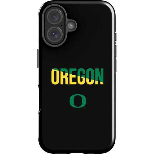 University of Oregon Split on Black iPhone 16 Plus Impact Case