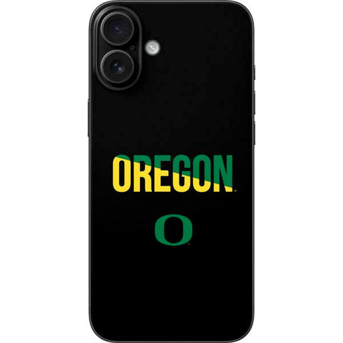 University of Oregon Split on Black iPhone 16 Plus Skin