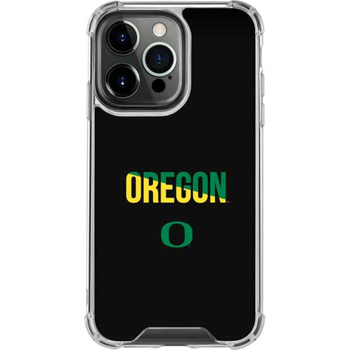 University of Oregon Split on Black iPhone 16 Pro Clear Case