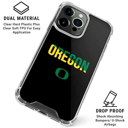 University of Oregon Split on Black iPhone 16 Pro Max Clear Case