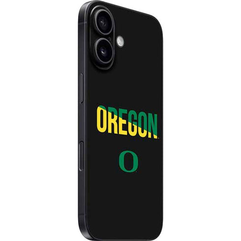 University of Oregon Split on Black iPhone 16 Skin