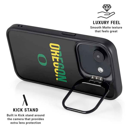 University of Oregon Split on Black iPhone 16e Kickstand Case