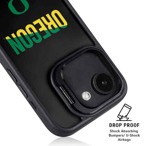 University of Oregon Split on Black iPhone 16e Kickstand Case
