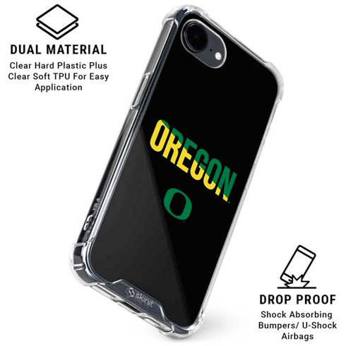 University of Oregon Split on Black iPhone 16e Clear Case