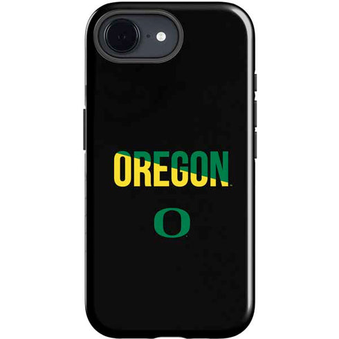 University of Oregon Split on Black iPhone 16e Impact Case