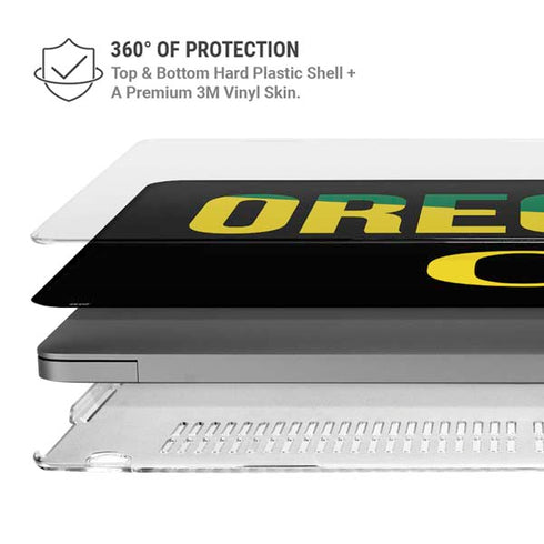 University of Oregon Split on Black MacBook Pro 14in (2021-24) Case plus Skin