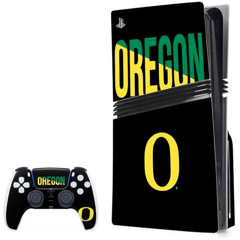 University of Oregon Split on Black PS5 Pro Disk Bundle Skin