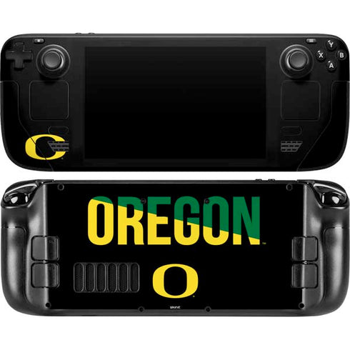 University of Oregon Split on Black Steam Deck Handheld Gaming Computer OLED Skin