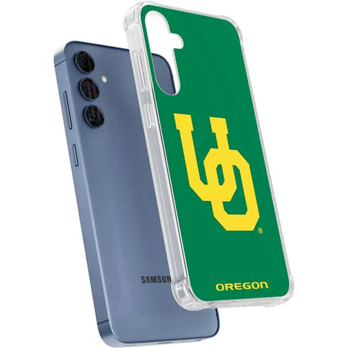 University of Oregon UO on Green Galaxy A35 5G Clear Case