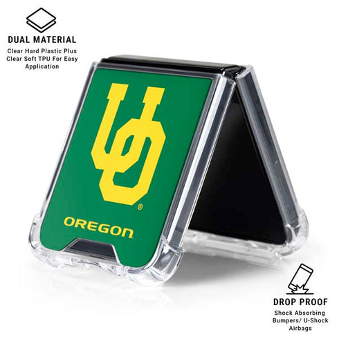 University of Oregon UO on Green Galaxy Z Flip7 Clear Case
