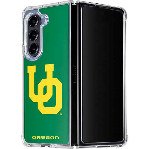 University of Oregon UO on Green Galaxy Z Fold5 5G Clear Case