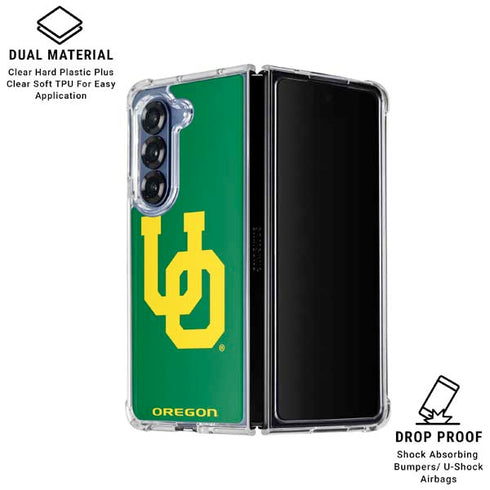 University of Oregon UO on Green Galaxy Z Fold6 Clear Case