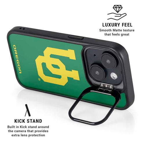 University of Oregon UO on Green iPhone 14 Kickstand Case