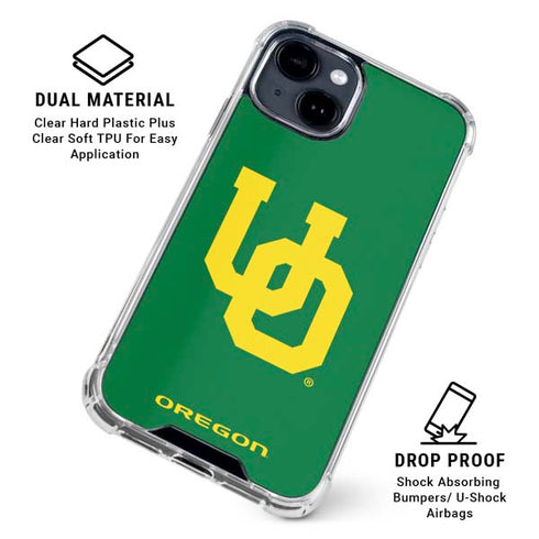 University of Oregon UO on Green iPhone 15 Clear Case