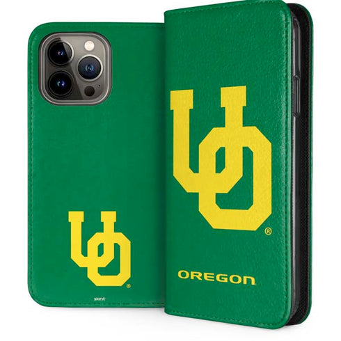 University of Oregon UO on Green iPhone 15 Pro Max Folio Case