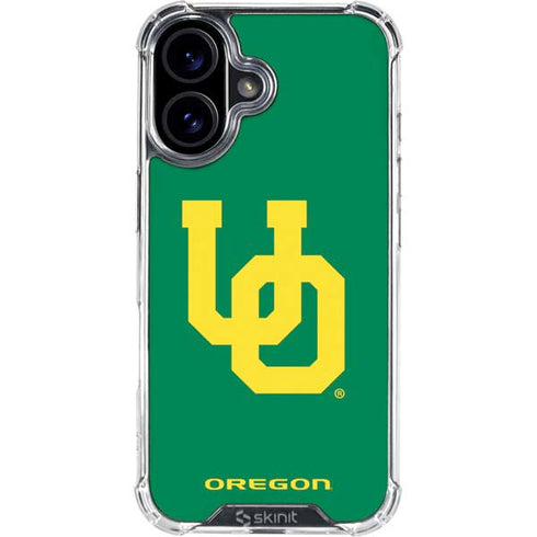 University of Oregon UO on Green iPhone 16 Plus Clear Case