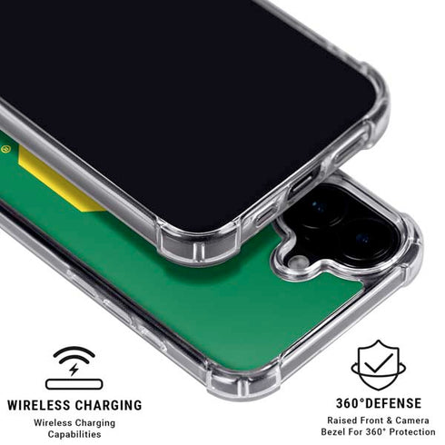 University of Oregon UO on Green iPhone 16 Plus Clear Case
