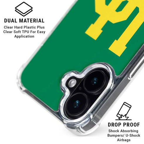 University of Oregon UO on Green iPhone 16 Plus Clear Case