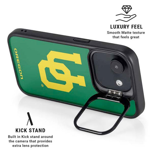 University of Oregon UO on Green iPhone 16e Kickstand Case