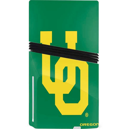 University of Oregon UO on Green PS5 Pro Disk Console Skin