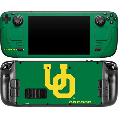 University of Oregon UO on Green Steam Deck Handheld Gaming Computer OLED Skin